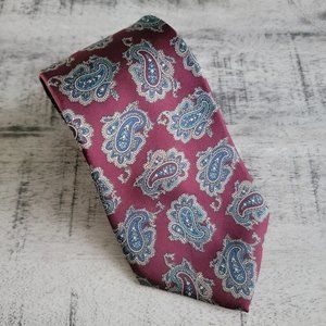 Christian Dior Burgundy Paisley Print Silk Tie 57.5" x 3.5"